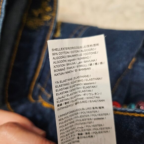 Desigual Blue Straight-Leg Jeans with Colorful Embroidered Patches - Picture 10 of 13